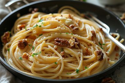 Découvrez le plaisir des spaghetti aux noix, une recette originale qui respecte votre budget